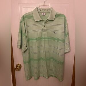 Lacoste Men's Light Green Polo with Blue Stripes
